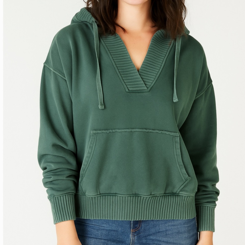 aerie Green Cotton Hooded Sweatshirt size small